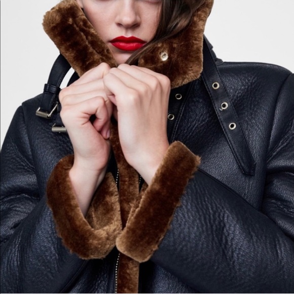 Zara Jackets & Coats Zara Faux Fur Leather Biker Jacket Poshmark
